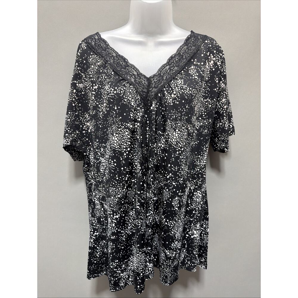 Vintage YUMMY PLUS Women's Lace Embroidered Floral Detail Blouse 1X Made In USA